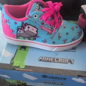 Heelys Kids Pink & Blue Minecraft Canvas Skate Shoe